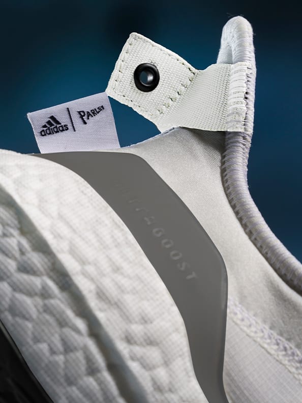 A close up of the new adidas x Parley Ultraboost shoe