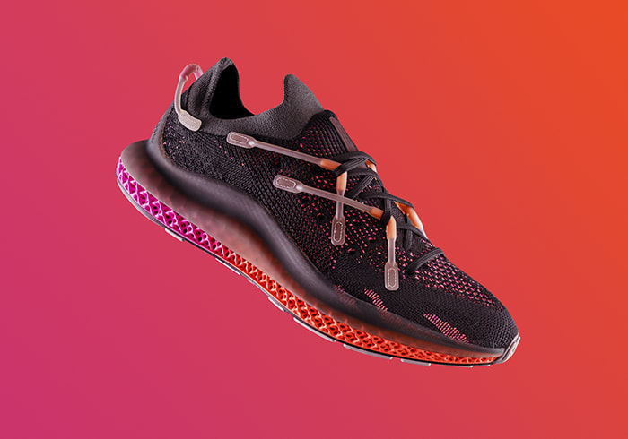 A close-up of the new ADIDAS 4D FUSIO side profile.