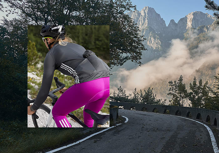 Image of female cyclist in the new COLD.RDY adidas Cycling collection