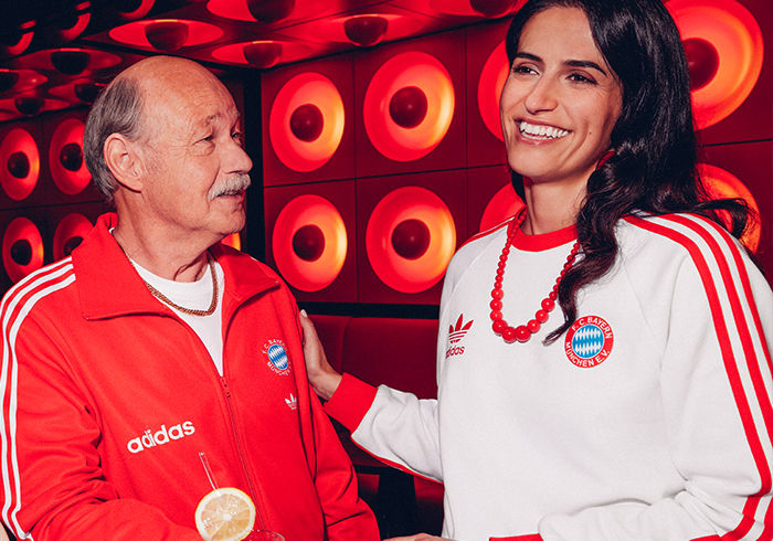 Visual of a female and male model wearing the new FC Bayern Originals Bringback collection