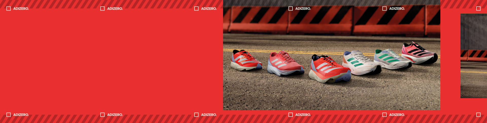 Image showing all of the adidas Adizero Family: The Adios Pro 3, Boston 11, Adios 7, Prime X Strung, Takumi Sen 9 and Adizero SL