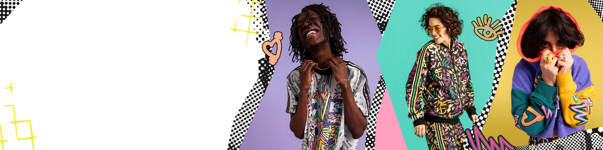People smiling in the new adidas Pride collection