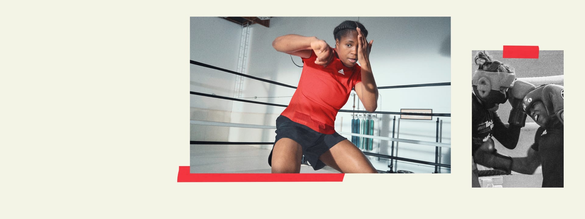 An image showing Caroline Dubois shadow boxing and boxing an opponent