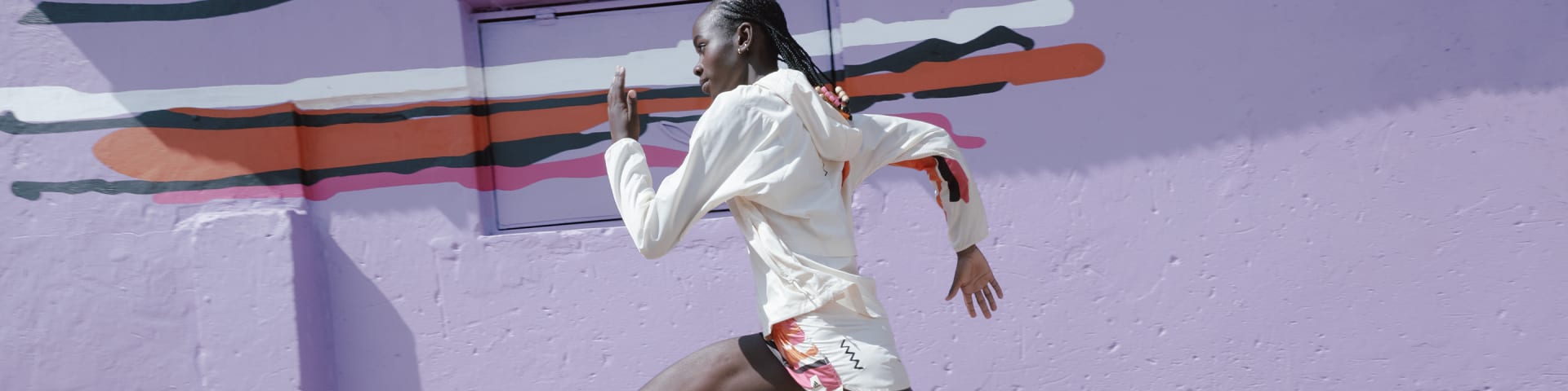Model wears adidas THEBE MAGUGU collection