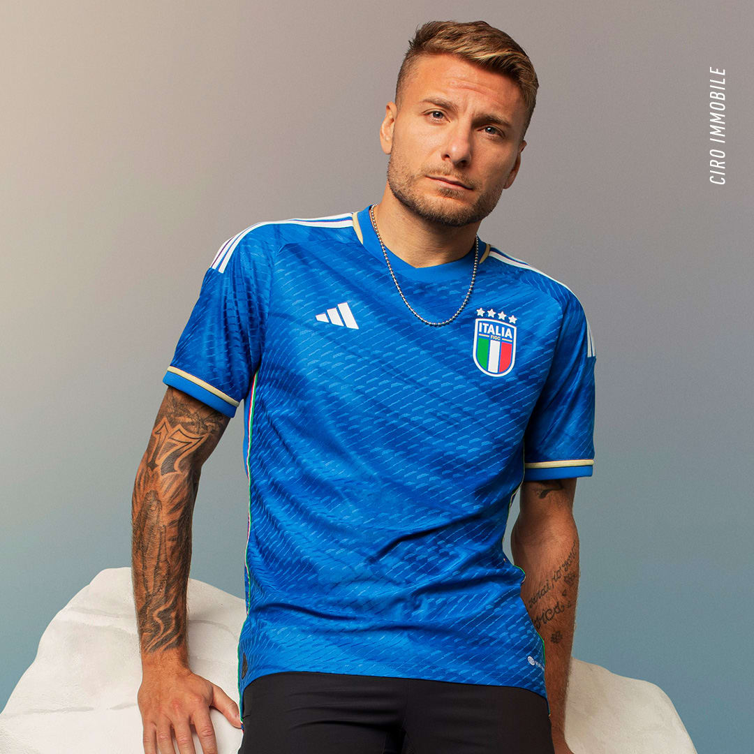 Italia 2023 Maglia Home Authentic Blu Uomo Calcio