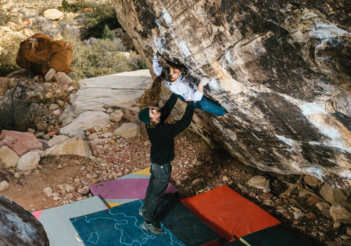 Janja Garnbret climbing indoors wearing 5.10 climbing shoes