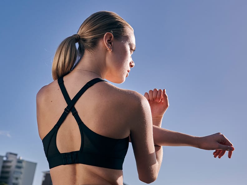 Model wearing adidas Bras and Leggings collection