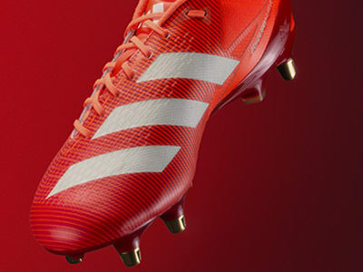 close up red rugby boot