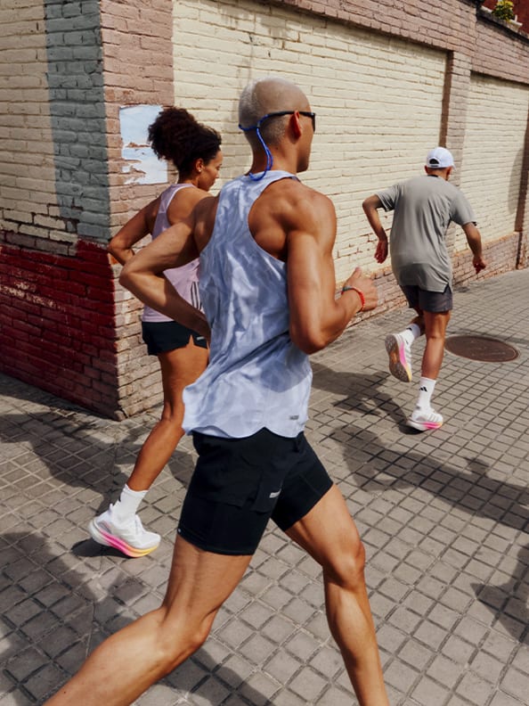 Image of a man running outdoors wearing the Ultraboost 5.