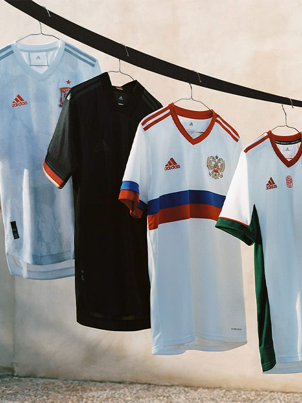 The new Away collection is shown here. With specially designed jerseys for Germany, Sweden, Spain, Hungary, Belgium and Russia.