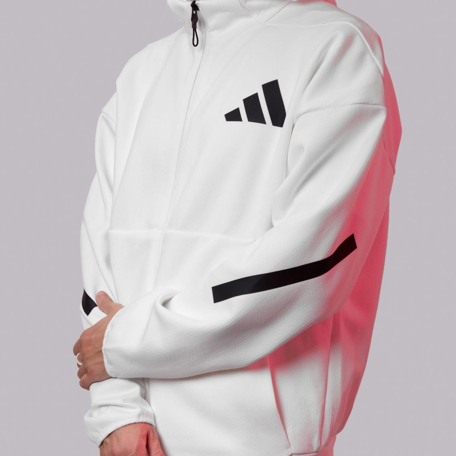 adidas Z.N.E. Full-Zip Hooded Track Jacket - White | Free