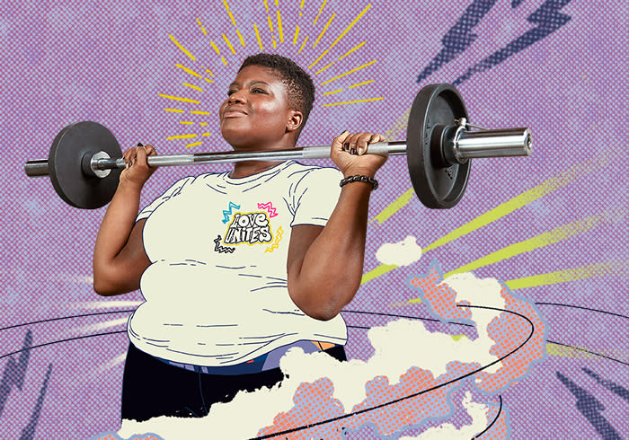 Collage featuring Pride representative Jessamyn Stanley.