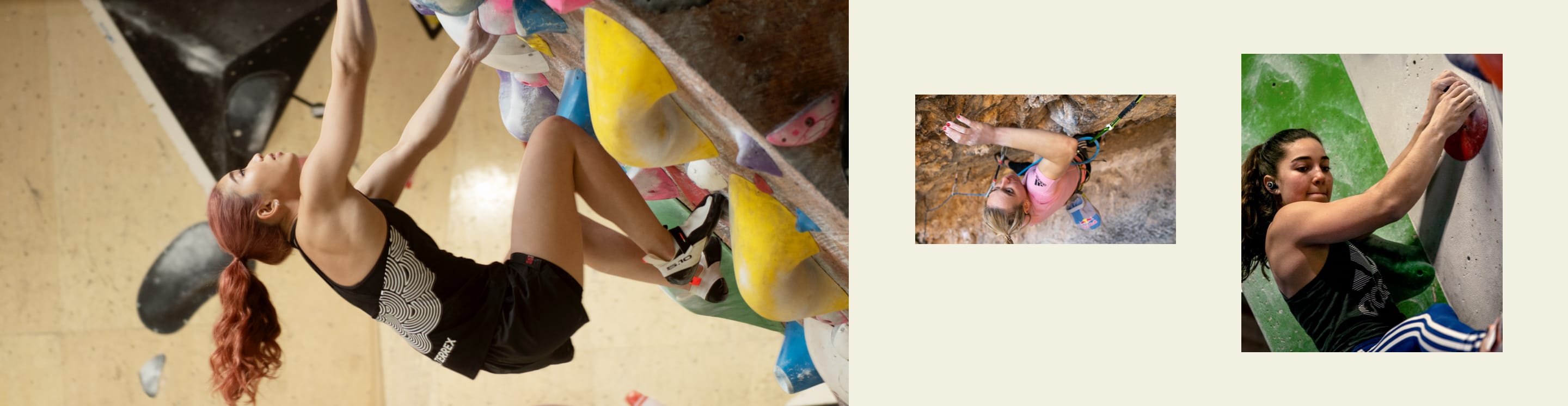 A man helping a woman climb a rocky mountain