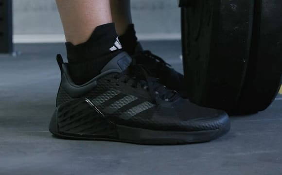 Closeup of adidas training shoe