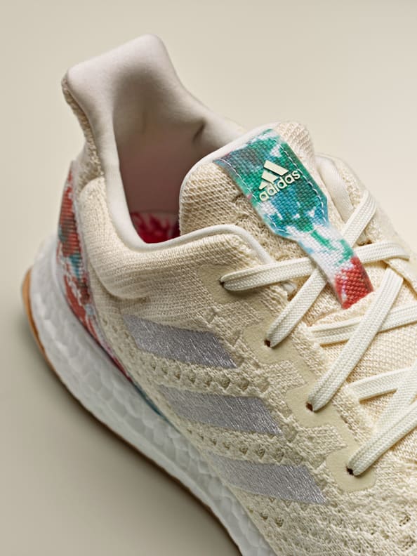 Tongue detail image of the new Ultraboost Uncaged Made with Nature Lab. Designing in balance with the planet. adidas FW21