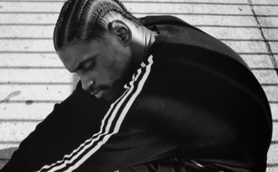 A$AP Nast posing on the streets of LA, dressed head-to-toe in the new adidas Y-3 collection.