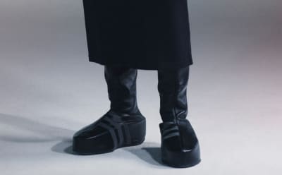 A pair of chunky black adidas Y-3 shoes.