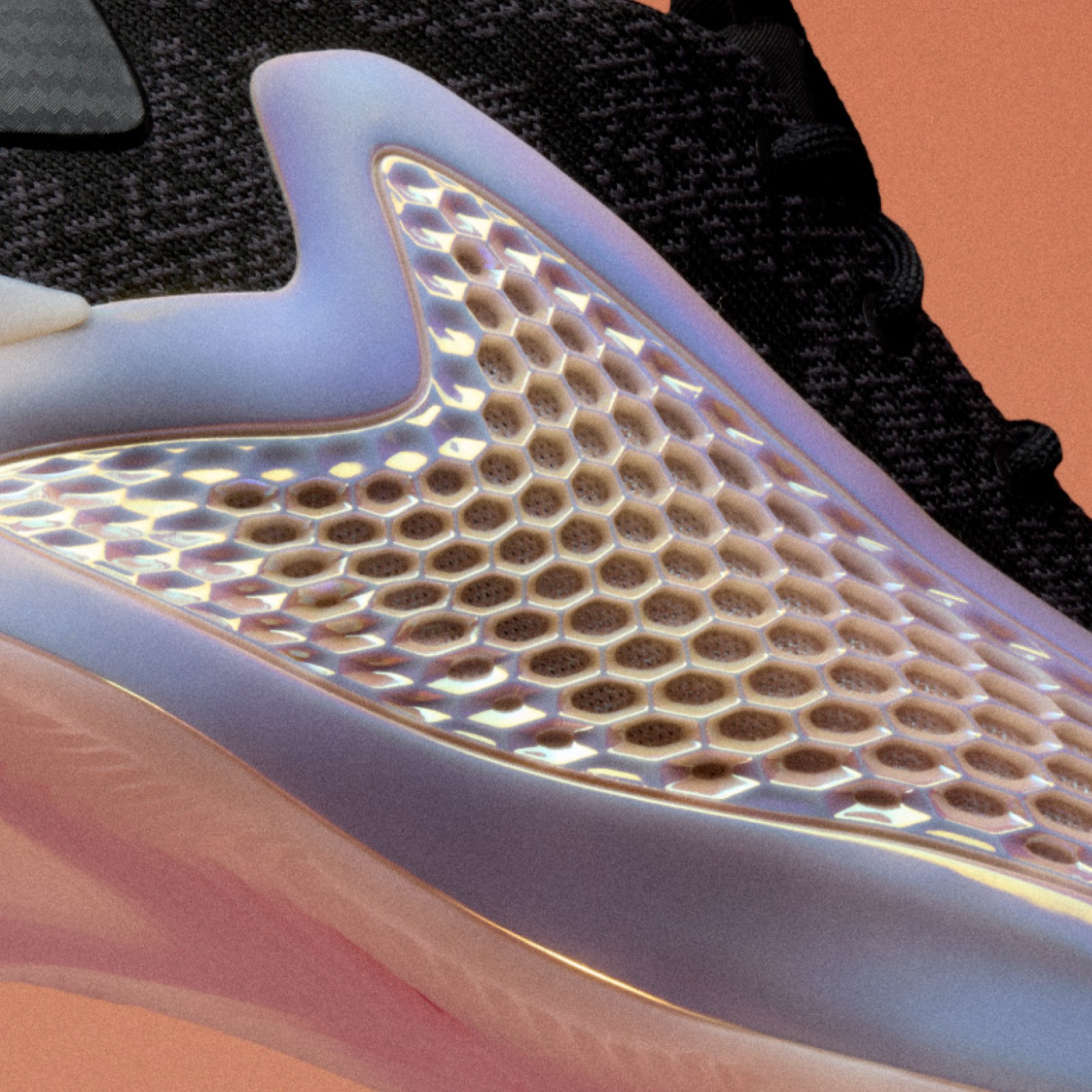 Close-up of side profile Generative Support Wing of Anthony Edwards 1 shoe