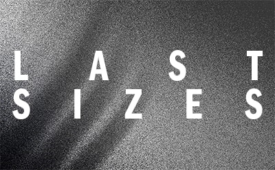 The image displays the text "LAST SIZES" in large, bold letters against a dark, grainy background.