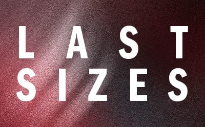 The image displays the text "LAST SIZES" against a burgundy-colored background.