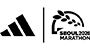 The image contains the Adidas logo and the logo for the Brooklyn Marathon, both displayed prominently against a plain white background.