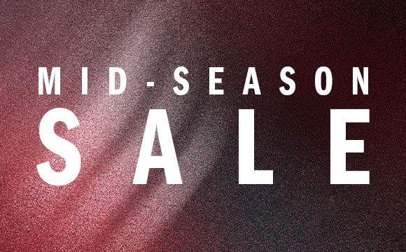 The image displays the text "MID-SEASON SALE" against a burgundy-colored background.