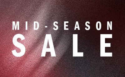 Mid-season sale text displayed on a burgundy background.