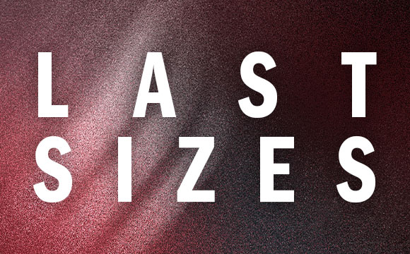 The image displays the text "LAST SIZES" against a burgundy-colored background with a subtle textured pattern.