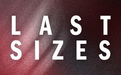 The image displays the text "LAST SIZES" against a burgundy-colored background.