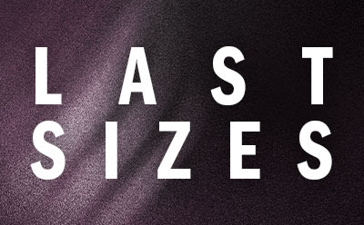 The image displays the text "LAST SIZES" in large white letters against a dark purple or burgundy background.
