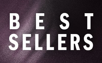 The image displays the text "BEST SELLERS" in large, bold white letters against a dark purple or burgundy background.