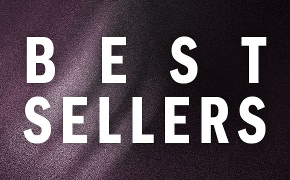 The image displays the text "BEST SELLERS" in large white letters against a dark purple or burgundy background.