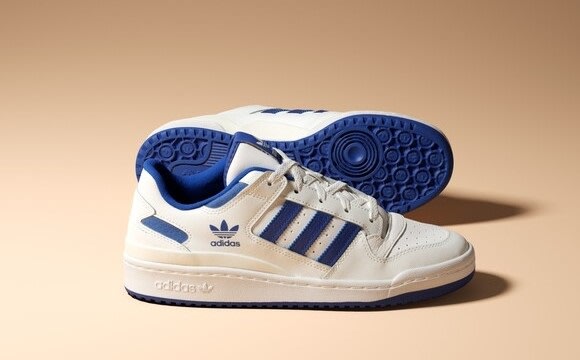 A close-up crop of the adidas Originals Forum shoe is shown.