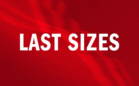 The image displays the text "LAST SIZES" in large white letters against a vibrant red background.