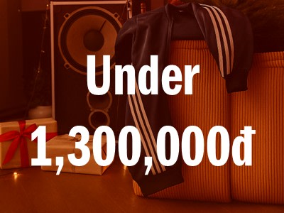 The image shows a large speaker or audio equipment with the text "Under 1,300,000d" prominently displayed in the foreground, against a dark background.