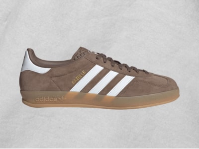 A close-up crop of the adidas Originals Gazelle shoe is shown.