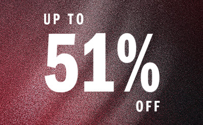 Up to 51% off displayed on a burgundy background.