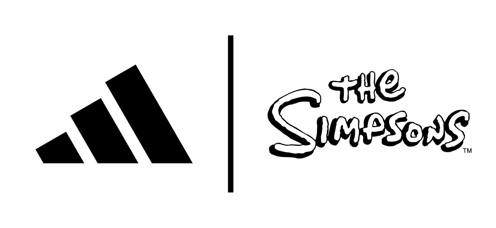 The image features the iconic Adidas logo on the left side, with the text "The Simpsons" prominently displayed on the right side.