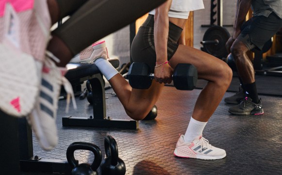 Group shot of trainers working out in adidas Dropset 3's.