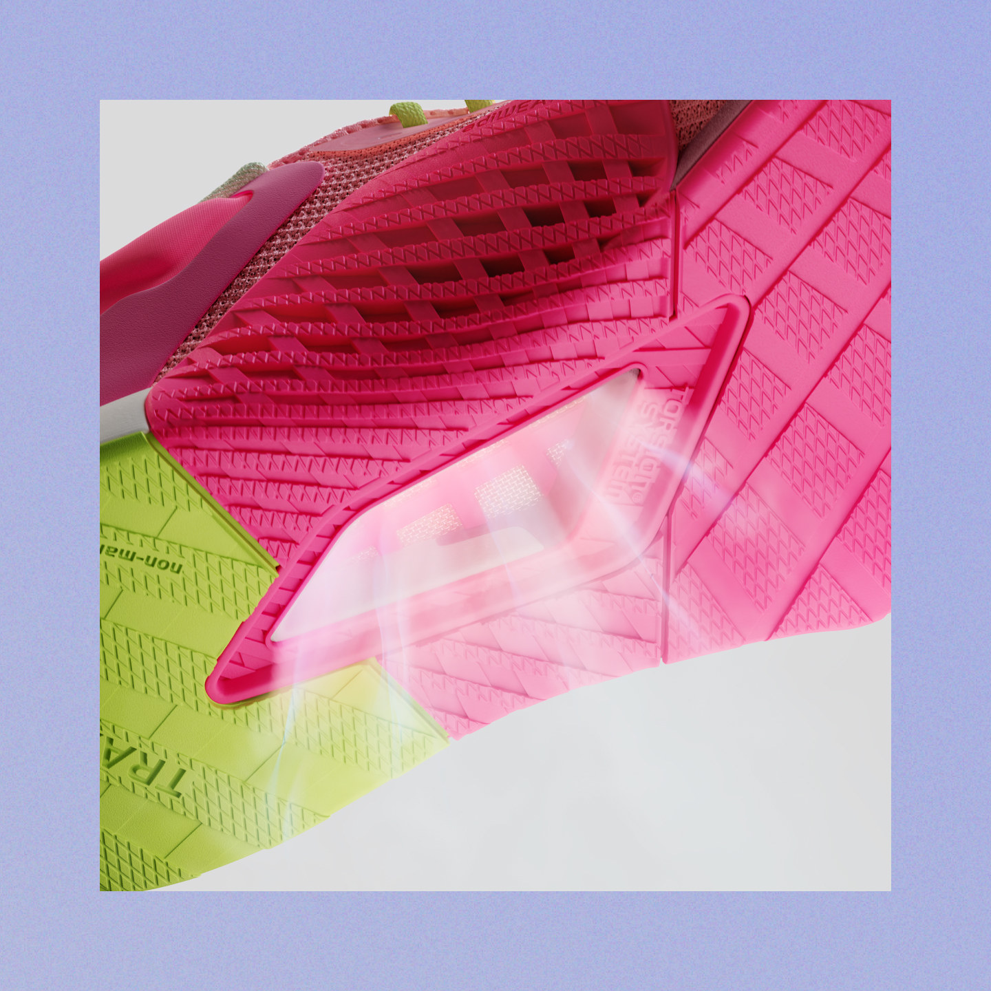 Pink Background gradient with CGI close up of the Dropset 3 in light pink