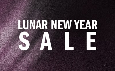 The image displays a purple background with the text "LUNAR NEW YEAR SALE" prominently displayed in white lettering.