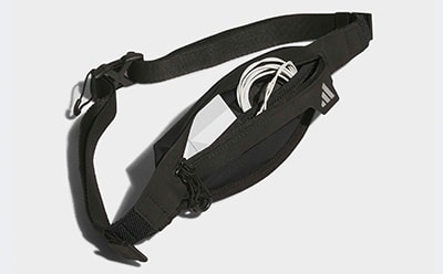 A black and white image of a sports headband or sweatband with a distinctive logo or design on the front.