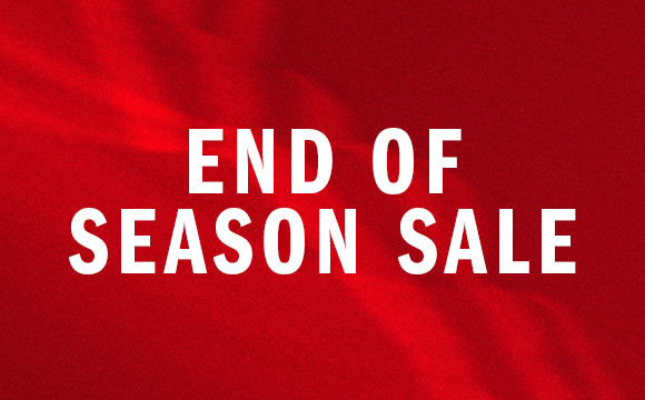 The image displays the text "END OF SEASON SALE" in large white letters against a vibrant red background, suggesting a promotional sale event.