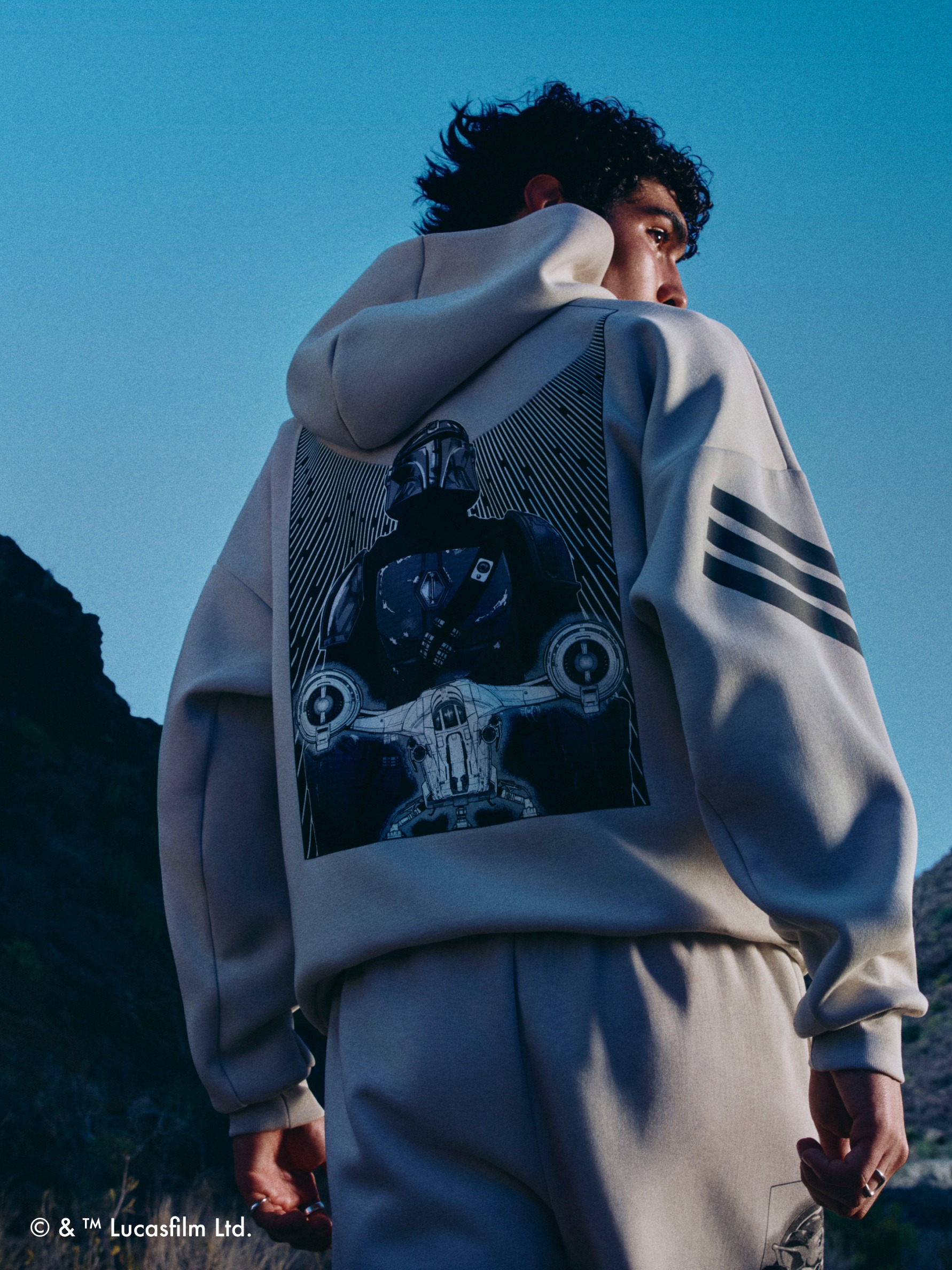 Close up of adult’s back from behind, wearing the adidas | Star Wars: The Mandalorian™ collection