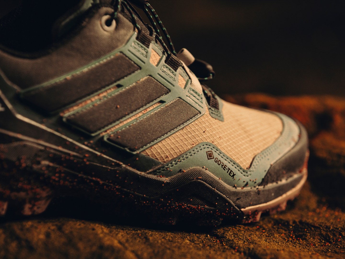 Close-up of Gore-Tex upper on Skychaser GTX hiking shoe showing texture details.