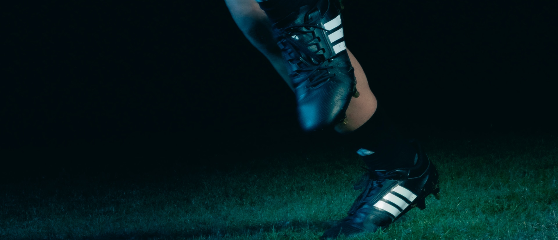 A dark, shadowy figure emerges from the darkness, surrounded by a lush, grassy field in the background.