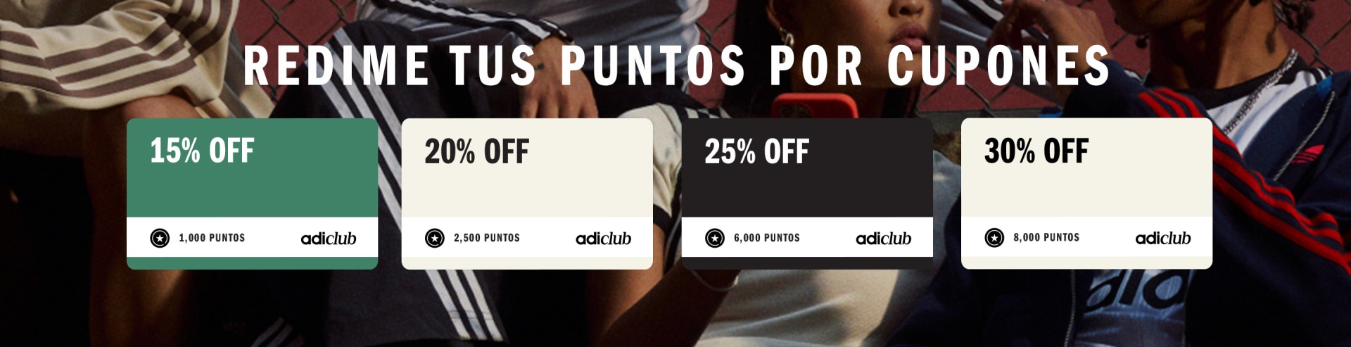 The image displays various discount offers for a club, with percentages of 20%, 25%, and 30% off, along with the corresponding points required to redeem the offers.