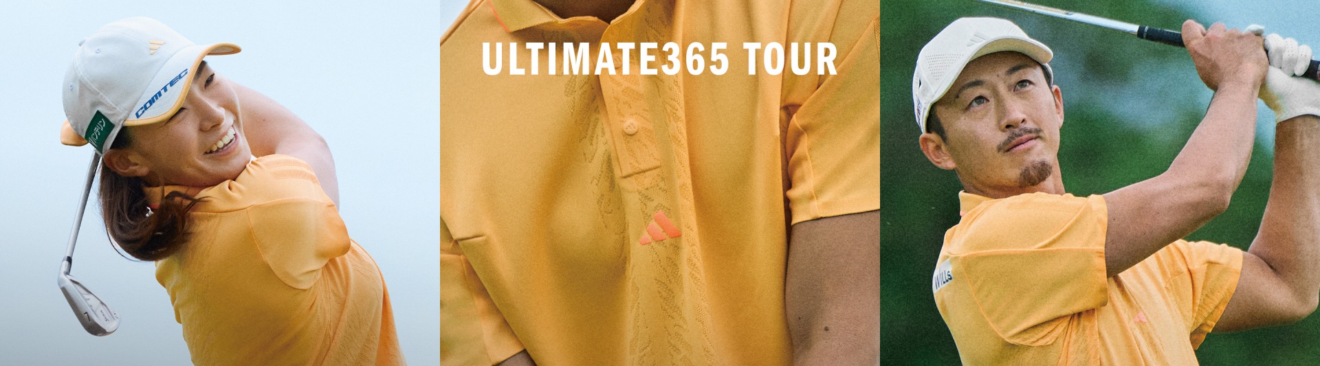 The image shows two people wearing yellow raincoats with the text "ULTIMATE365 TOUR" prominently displayed.