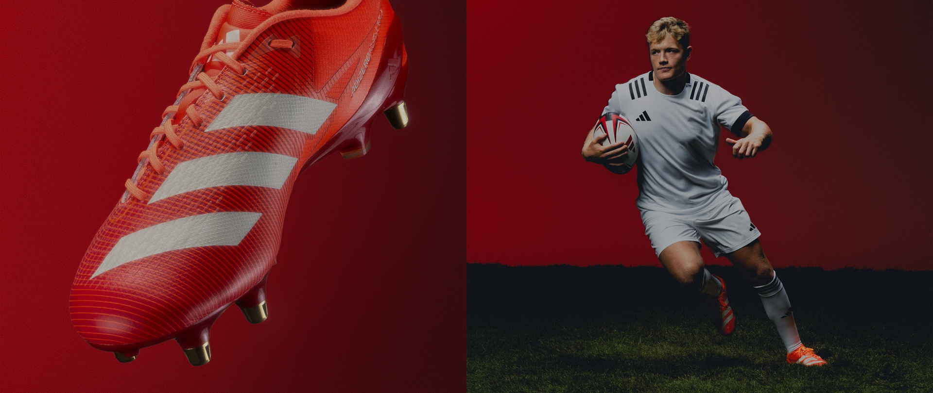 close up white Lux RS15 rugby boot