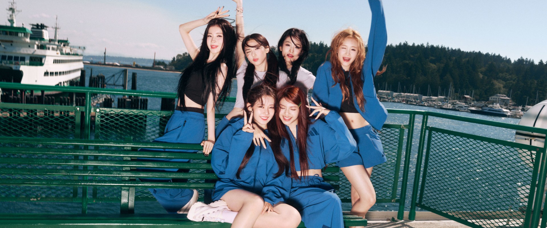 An image of BABYMONSTER wearing outfits from the new ADIDAS Z.N.E. range.